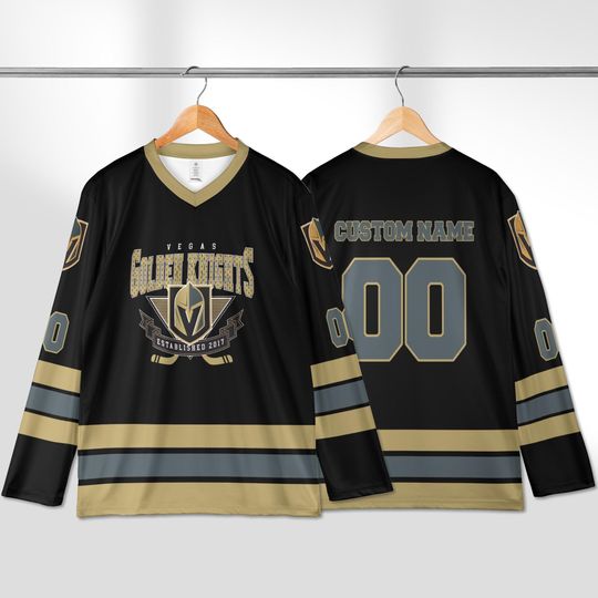 Discover Vegas Golden Knights Hockey Jersey, Custom Name Number Jersey, Ice Hockey Fan Gift, Sports Team Apparel, Game Outfit, Custom Hockey Shirt