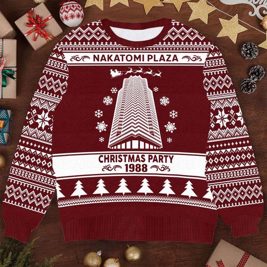 Discover Nakatomi Plaza Christmas Party Sweater - Funny 1988 Die Hard Ugly Xmas Sweater