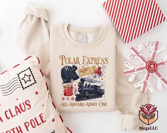 Discover Polar Express Sweatshirt, Funny Xmas Outfit, Christmas Family Vacation Tee, Kids Christmas Apparel, Polar Express Gift,Vintage Christmas Tee