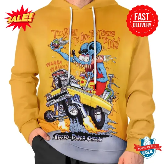 Discover Custom RatFink 3D Hoodie - Bold Lowbrow Graphics, Drag Racing Rebel Vibes
