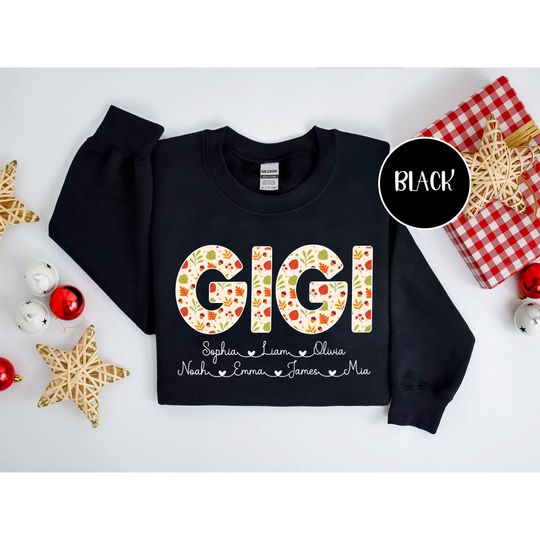 Discover Personalized Gigi Unisex T-shirt Sweatshirt Hoodie with Grandkids Names,Floral Mimi Shirt,Mimi Gifts, Custom Kids Names Grandma Gigi Shirt.