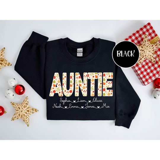 Discover Personalized Mimi Unisex T-Shirt Sweatshirt Hoodie with Grandkids Names,Floral Auntie T-Shirt,Mimi Gifts, Custom Kids Names Auntie Shirt.