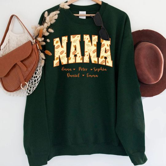 Discover Personalized Nana Unisex T-shirt Sweatshirt Hoodie with Grandkids Names, Floral Nana T-Shirt, Mimi Gifts, Custom Kids Names Grandma Shirt.