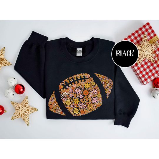 Discover Floral Football Unisex T-shirt Sweatshirt Hoodie, Retro Football Fall, Game Day, Brushstroke, Touchdown Season, Boho Floral, Football Mom.