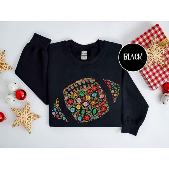 Discover Floral Football Unisex T-shirt Sweatshirt Hoodie, Retro Football Fall, Game Day, Brushstroke, Touchdown Season, Boho Floral, Football Mom.