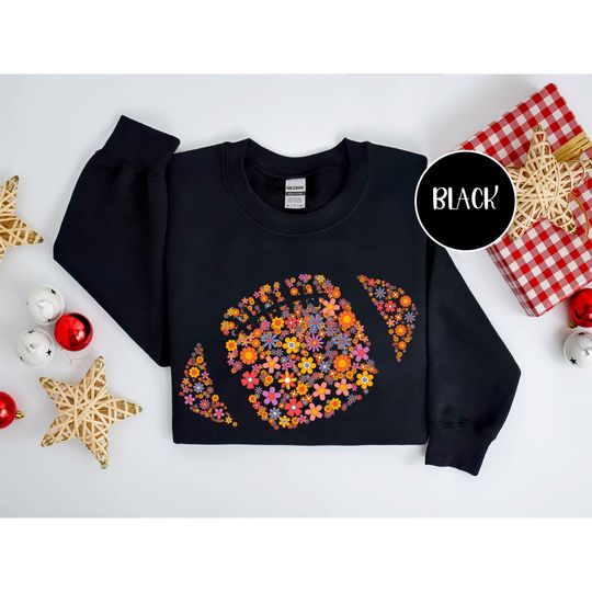 Discover Floral Football Unisex T-shirt Sweatshirt Hoodie, Retro Football Fall, Game Day, Brushstroke, Touchdown Season, Boho Floral, Football Mom.