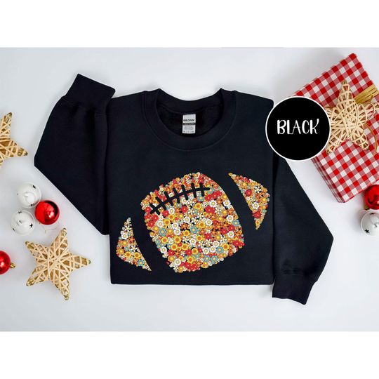 Discover Floral Football Unisex T-shirt Sweatshirt Hoodie, Retro Football Fall, Game Day, Brushstroke, Touchdown Season, Boho Floral, Football Mom.