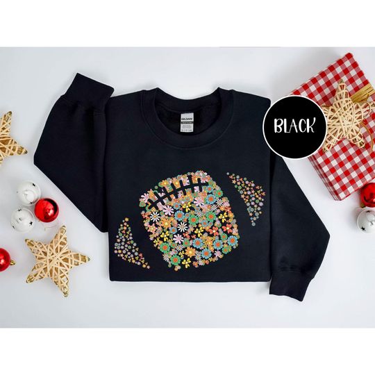 Discover Floral Football Unisex T-shirt Sweatshirt Hoodie, Retro Football Fall, Game Day, Brushstroke, Touchdown Season, Boho Floral, Football Mom.