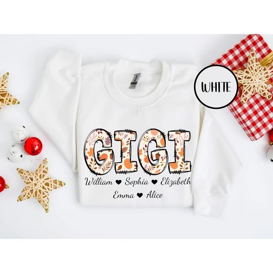 Discover Personalized Gigi Unisex T-shirt Sweatshirt Hoodie with Grandkids Names,Floral Mimi Shirt,Mimi Gifts, Custom Kids Names Grandma Gigi Shirt.