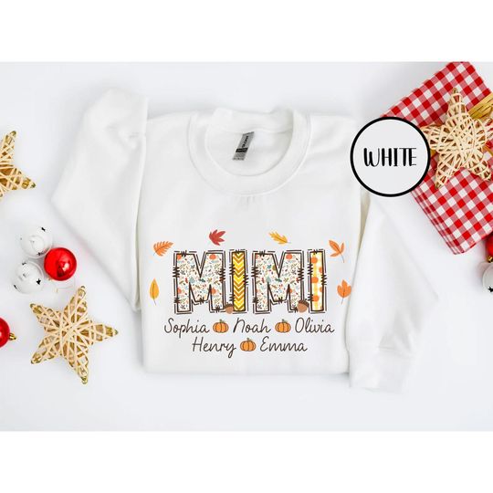 Discover Personalized Mimi Unisex T-Shirt Sweatshirt Hoodie with Grandkids Names, Floral Mimi T-Shirt, Mimi Gifts, Custom Kids Names Grandma Shirt.