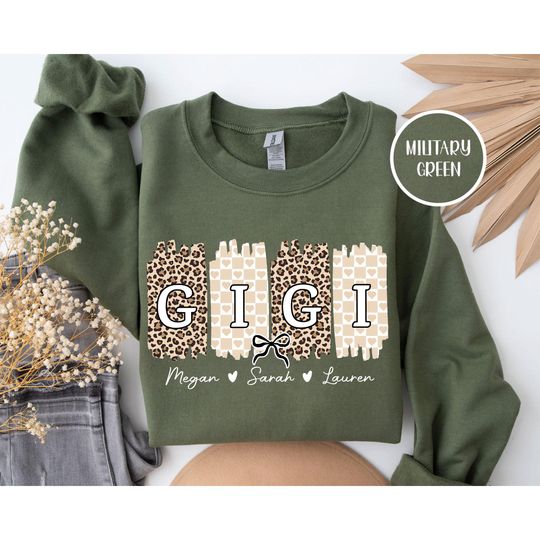 Personalized Gigi Unisex Sweatshirt with Grandkids Names, Floral Mimi Sweatshirt