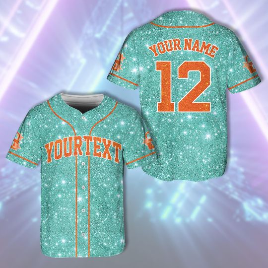 Discover Faux Glitter Showgirl Baseball Jersey, Custom Teal And Orange Country Music Lover Jersey, Show Business Baseball Jersey, Concert Fan Gift