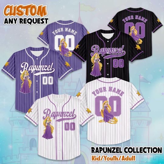 Discover Custom Rapunzel Collection Baseball Jersey, Disney Princess Rapunzel Jersey, Disney Baseball Jersey Sports Cute Gifts For Fans