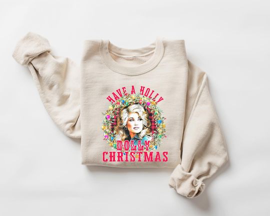 Discover Have A Holly Dolly Christmas, Women Holiday Sweater, Cowgirl Christmas, Western Christmas Sweatshirt, Most Wonderful Time Gift, Xmas Sweater