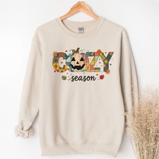 Cozy Season Fall Floral Pumpkin Unisex Sweatshirt, Cozy Fall Autumn Girly Sweatshirt