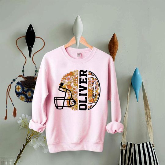 Discover Custom Floral Football Helmet Unisex Sweatshirt, Mascot School Spirit Design