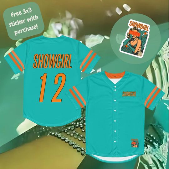 Discover Showgirl Baseball Jersey Teal Orange 12