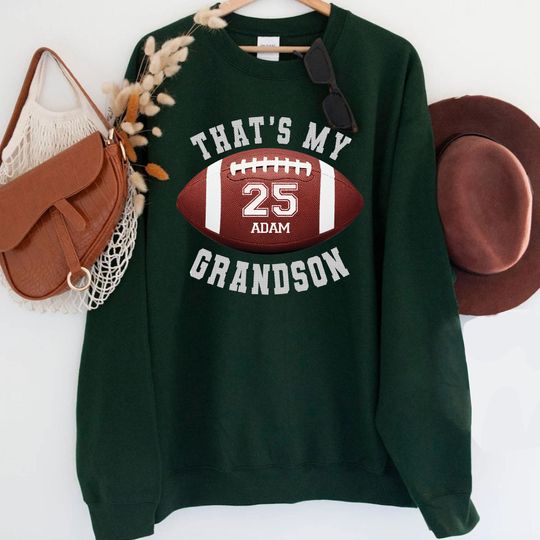 Discover Football That's My Grandson - Custom Grandma Football Game Day Unisex Sweatshirt