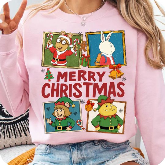 Discover Merry Christmas Arthur Sweatshirt, Cute Arthur Cartoon Holiday Crewneck, Funny Xmas Sweater, Arthur Family Christmas Shirt