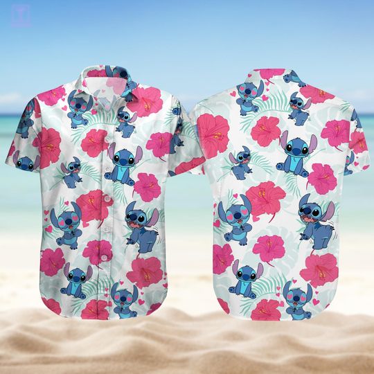 Discover Disney Stitch Floral Hawaiian Shirt, Stitch Aloha Summer Shirt Men, Lilo And Stitch Shirt For Her, Ohana Funny Shirt, Magic Kingdom