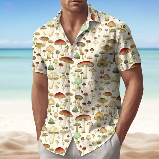 Mushroom Hawaiian Shirt, Mushroom Forest Lover Shirt For Men, Natural Lover Women Shirt, Mushroom Summer Button Up Shirt, Nature Shirt