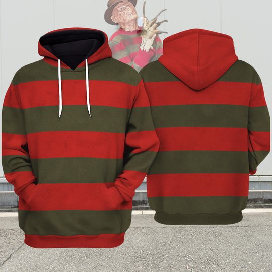 Freddy Krueger Costume 3D Hoodie, Halloween Horror Character Hoodie For Fan, Scary Cosplay Hoodie For Men And Women, Nightmare Halloween