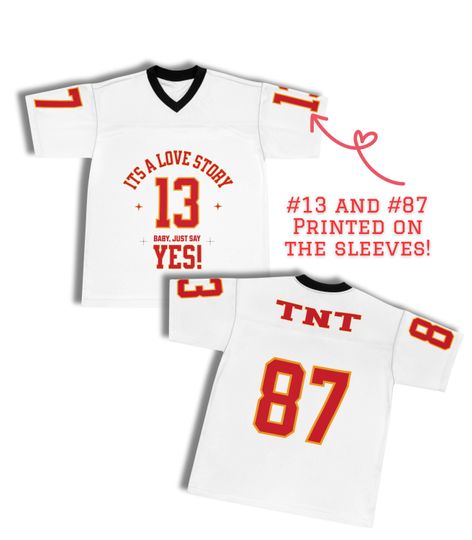 Discover Taylor Love Story Jersey Football Traylor Swift Engaged Taylor 13 Travis 87 Youth Size Adult Super Bowl Jersey Keepsake Gift Idea Swift Fan