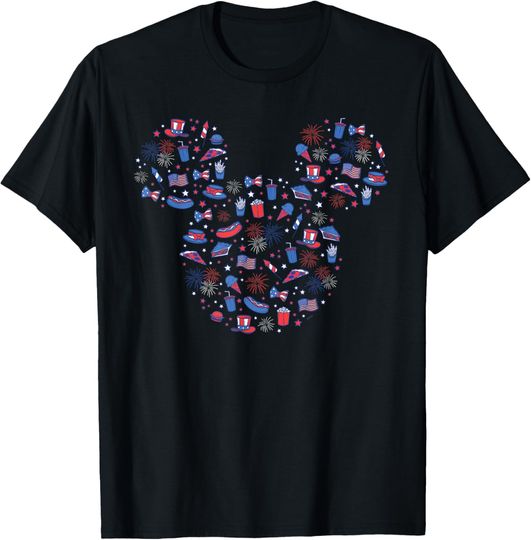 Discover Disney Mickey Mouse Head Icon Americana 4th of July Treats T-Shirt