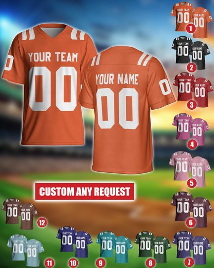 Discover Personalized Football Jersey, Man Short Sleeves V-Neck Shirt, Custom Front Back Football V-neck Mesh Jersey For Fan Football