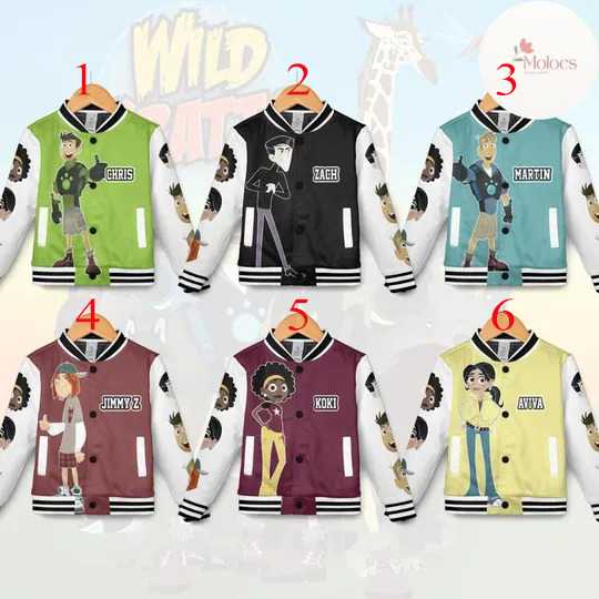 Personalized Wild Kratts Baseball Jacket, Chris Martin Kratt Aviva Corcovado Jacket