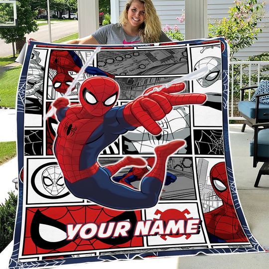 Personalized Spiderman Blanket, Spider Man Fleece Blanket, Spiderman Birthday Gift, Spider man across the spiderverse, Blanket Quilt