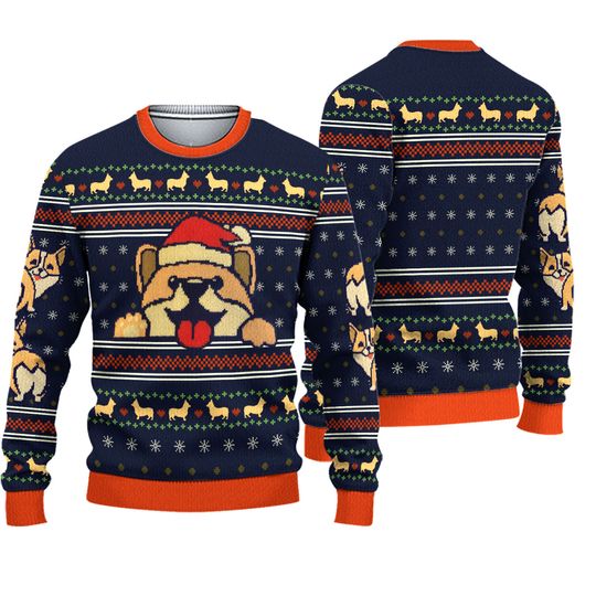 GEEKNET UNISEX CORGI DOG HOLIDAY UGLY CHRISTMAS SWEATER SIZE LARGE