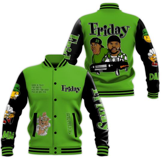 Air Foamposite One Volt Varsity Jacket, Friday Sneaker Stress Style Varsity Jacket