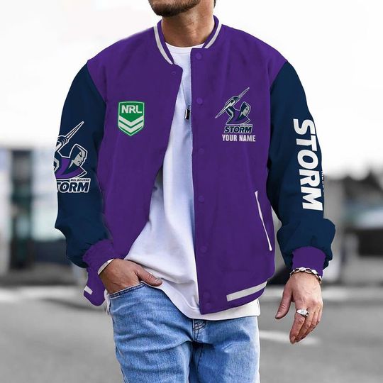 Melbourne Storm NRL Custom Name Baseball Jacket