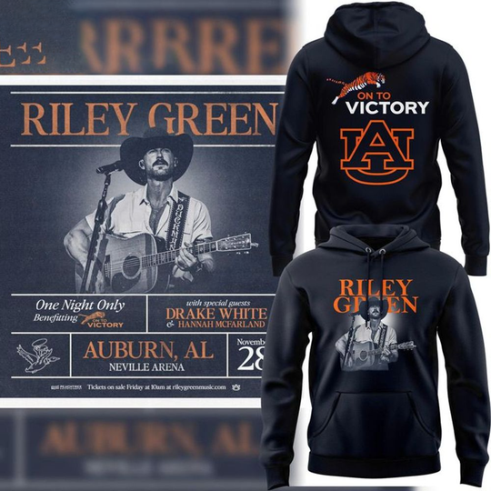 Discover Auburn Tigers x Riley Green Benefitting ON-TO-VICTORY Hoodie 2025