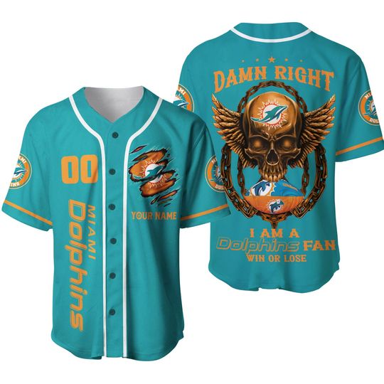 Personalized Miami Dolphins Baseball Jersey