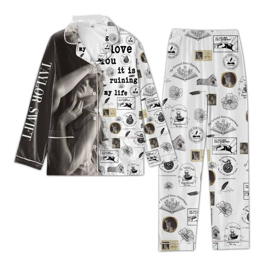Discover Swift The Tortured Poets Department Black White Pajamas Set