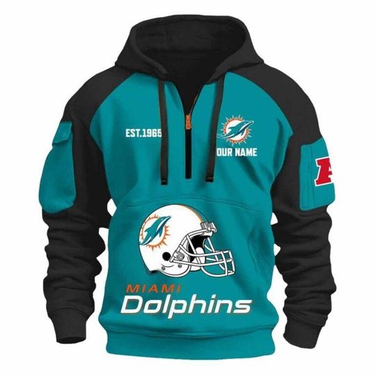 Discover 2025 Dolphins Est 1965 Quarter Zip Hoodie, Tactical Hoodie