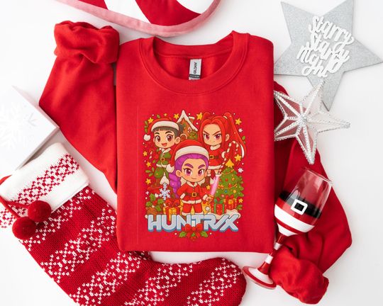Discover HUNITRX Christmas Adventure Sweatshirt, Festive Cartoon Characters Holiday Crewneck, Fun Xmas Graphic for Family Gatherings