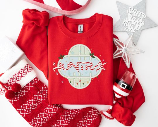 Discover HUNTRAX Christmas Sweatshirt, Festive Candy Cane Design with Holly, Snowflakes and Lights, Holiday Cheer for Xmas Enthusiasts