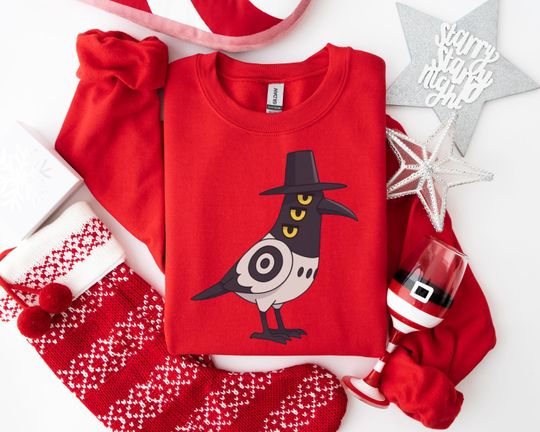 Discover Quirky Crow Sweatshirt, Fantasy Bird Design for Mystical Fashion Enthusiasts, Whimsical Character Apparel for Alternative