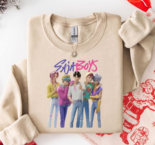 Discover SAJA BOYS Pop Culture Sweatshirt, Animated Character Hoodie for Boy Band Fans, Colorful Graphic Apparel for Music Lovers