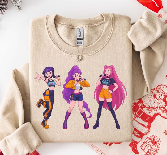 Discover Animated Performer Sweatshirt, Vibrant Music Character Hoodie for Pop Culture Fans, Energetic Cartoon Design for Concerts