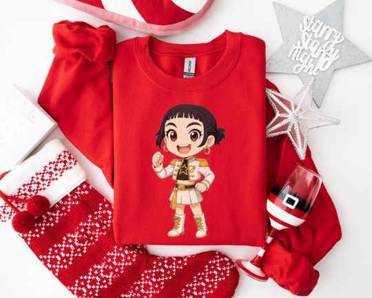 Discover Chibi Military Character Sweatshirt, Empowering Anime Design for Kawaii Culture Lovers, Manga Fan Apparel, Cute Star Symbol