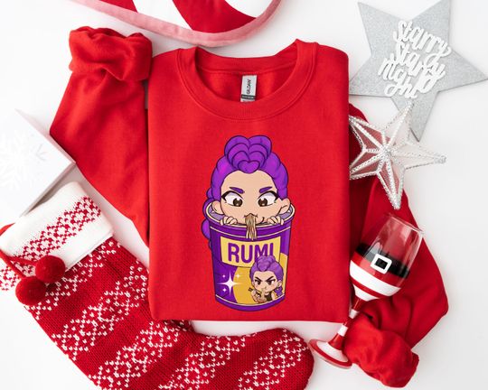 Discover Kawaii Noodle Lover Sweatshirt, Anime Fan Apparel with Purple Hair Character, Playful Cartoon Design for Quirky Individuals