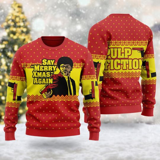 Discover Say Merry Xmas Again Ugly Christmas Sweater, Xmas Sweatshirt, Christmas Gift for men Women kid, Crime Drama
