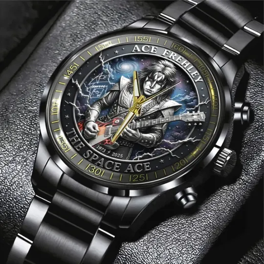 Discover KISS x Ace Frehley Black Stainless Steel Watch
