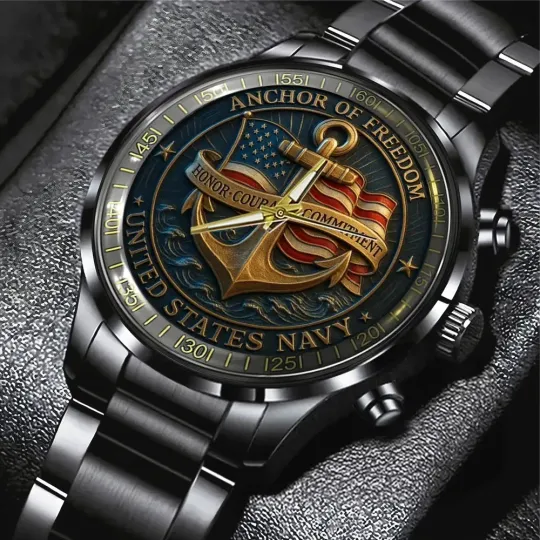 US Navy Black Stainless Steel Watch