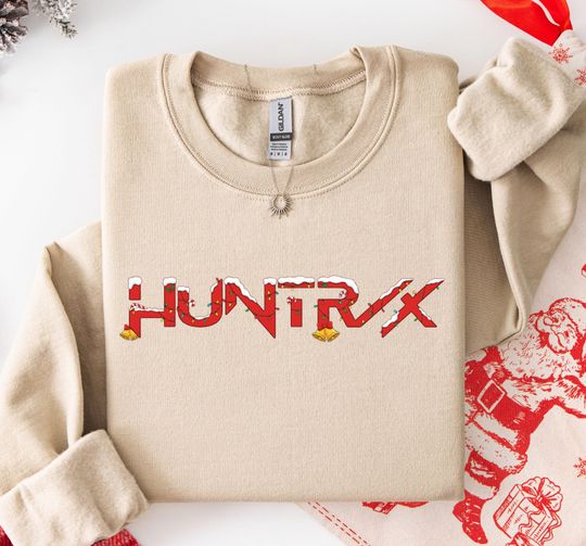 Discover HUNTRX Christmas Sweatshirt, Festive Holiday Humor Crewneck with Lights and Bells