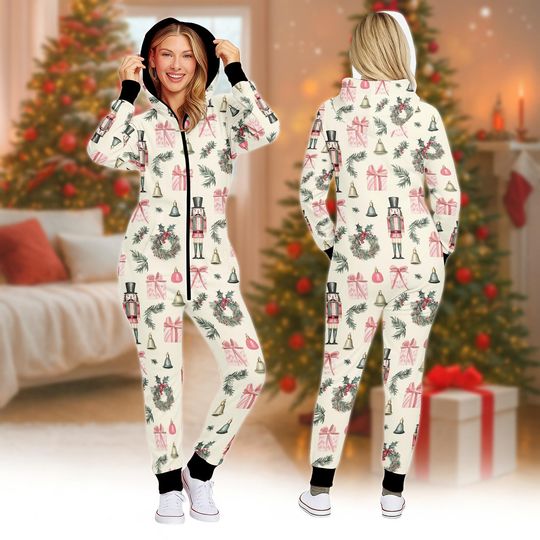 Nutcracker Family Onesie Pajamas, Christmas Matching Jumpsuit For Men Women Kids, Festive Holiday Sleepwear, Xmas Gift Outfit